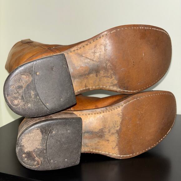 Vintage 70’s Campus Boots Kinney Shoes Tan Leather Pull on Boots Women’s 9.5 - Picture 7 of 8